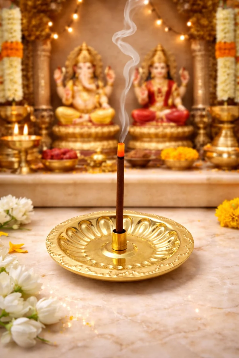 Brass dhoop stand with ash catcher, picture 3