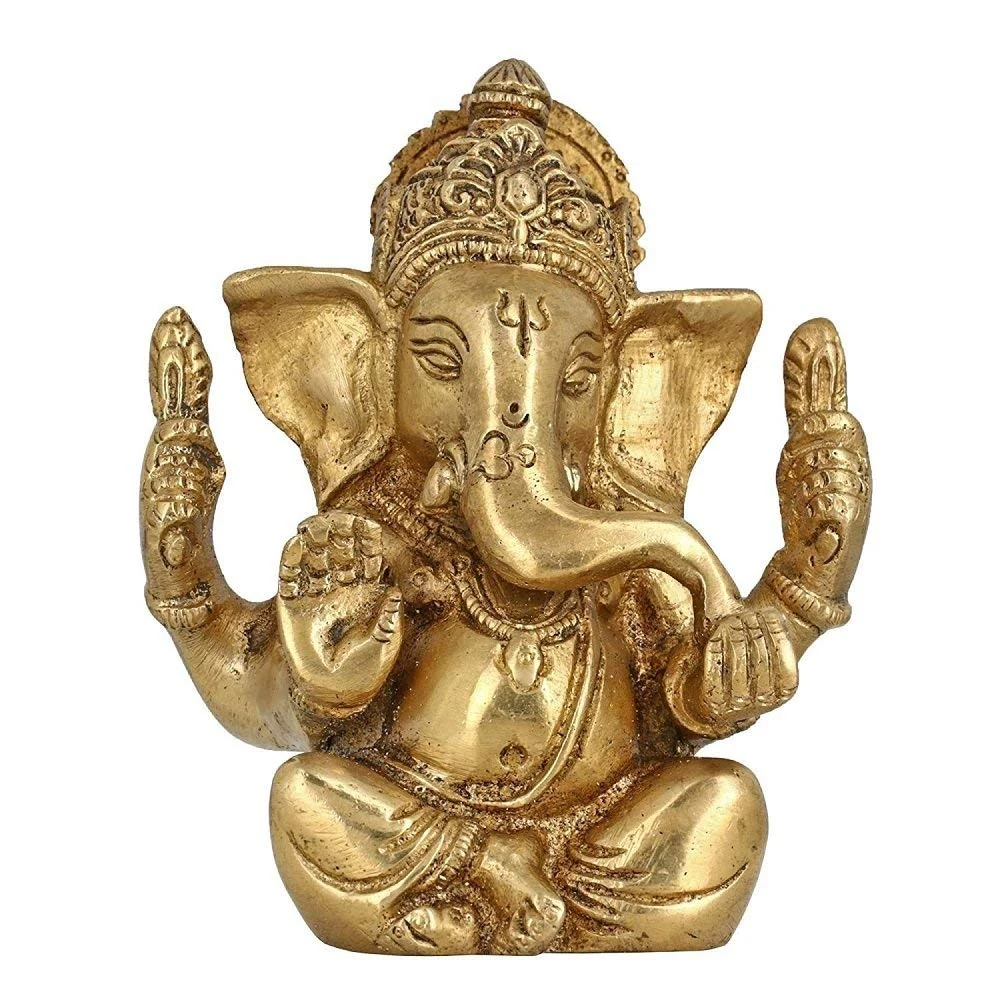 Brass Ganesh murti, 4.5 inch