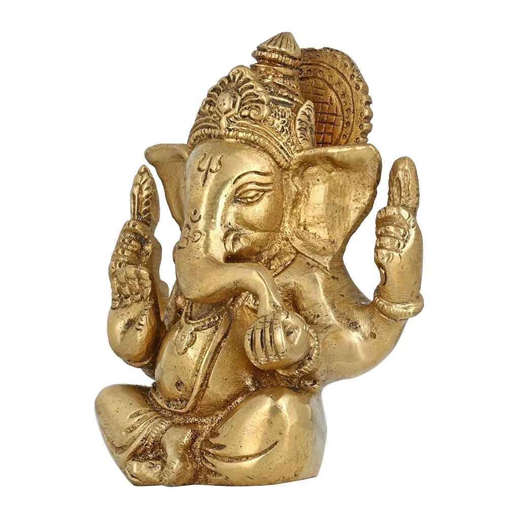 Brass Ganesh murti, 4.5 inch, picture 2