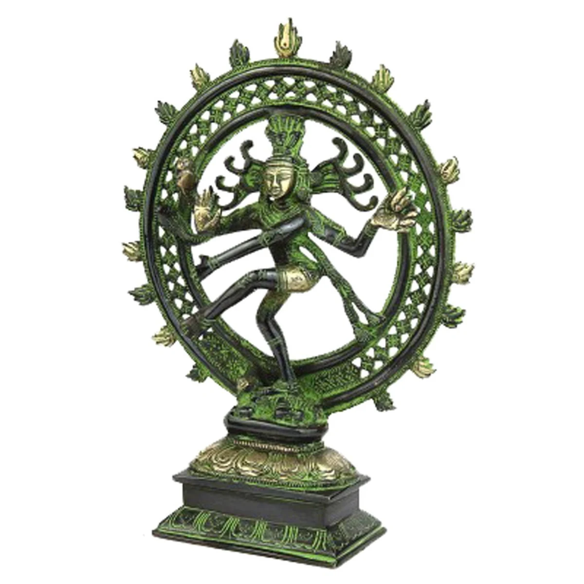 Brass Nataraja murti, green patina, 8 inch, picture 2