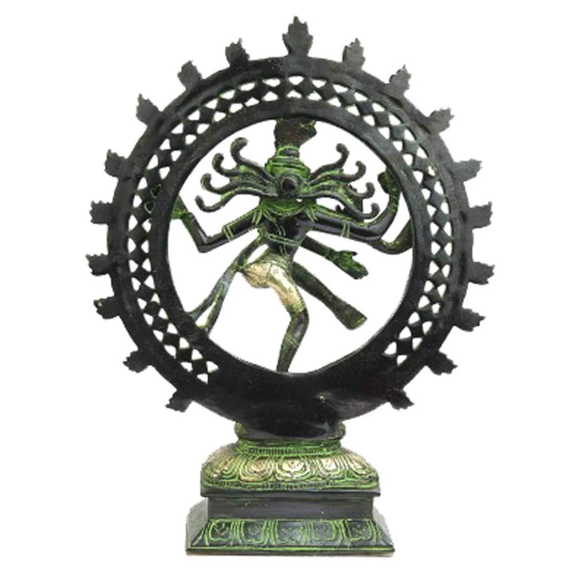 Brass Nataraja murti, green patina, 8 inch, picture 3