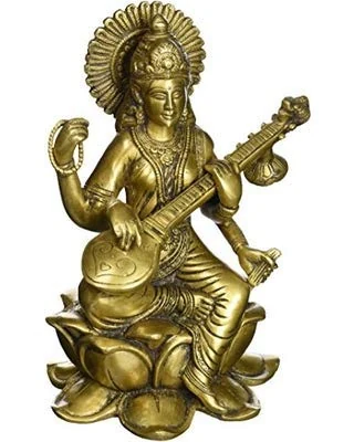 Brass Saraswati idol, 300 g