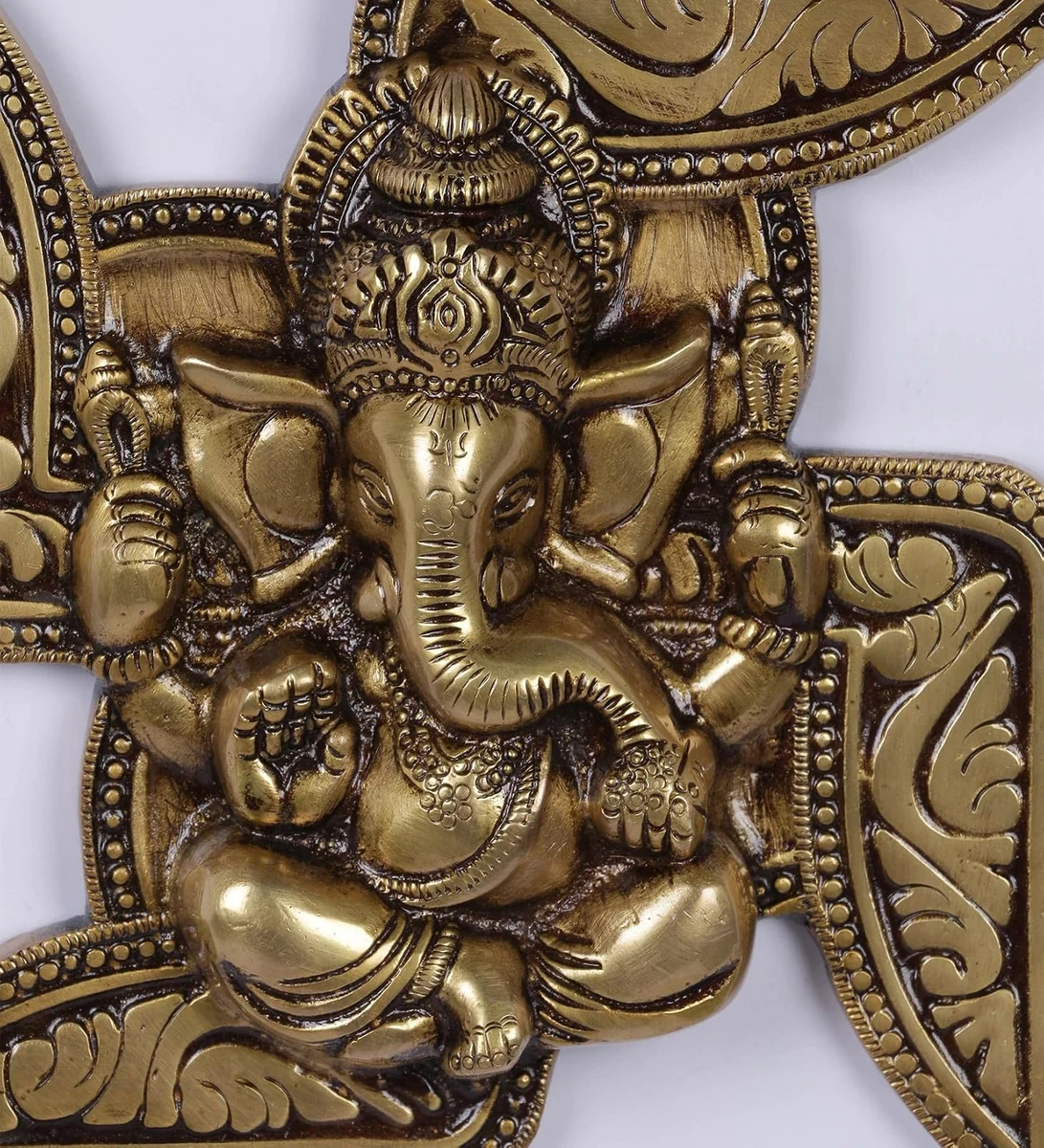 Ganesha swastika brass wall hanging, picture 3