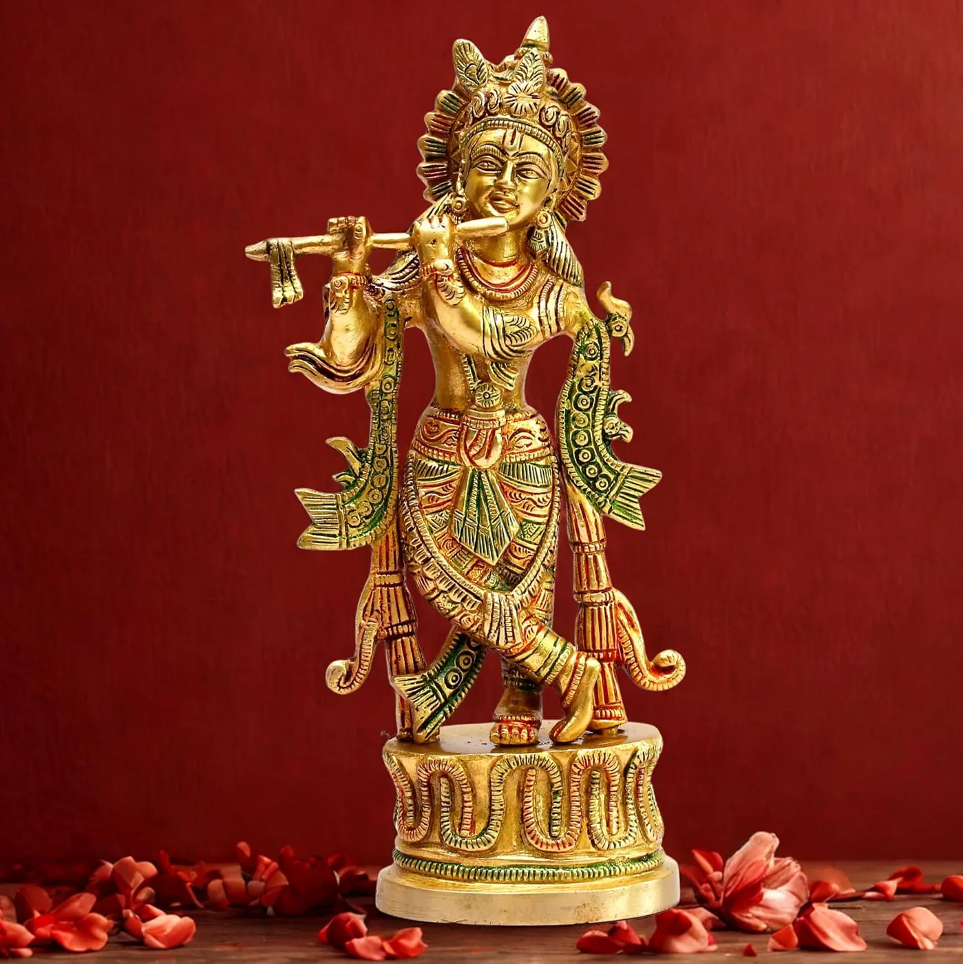 Krishna at the flute, brass
