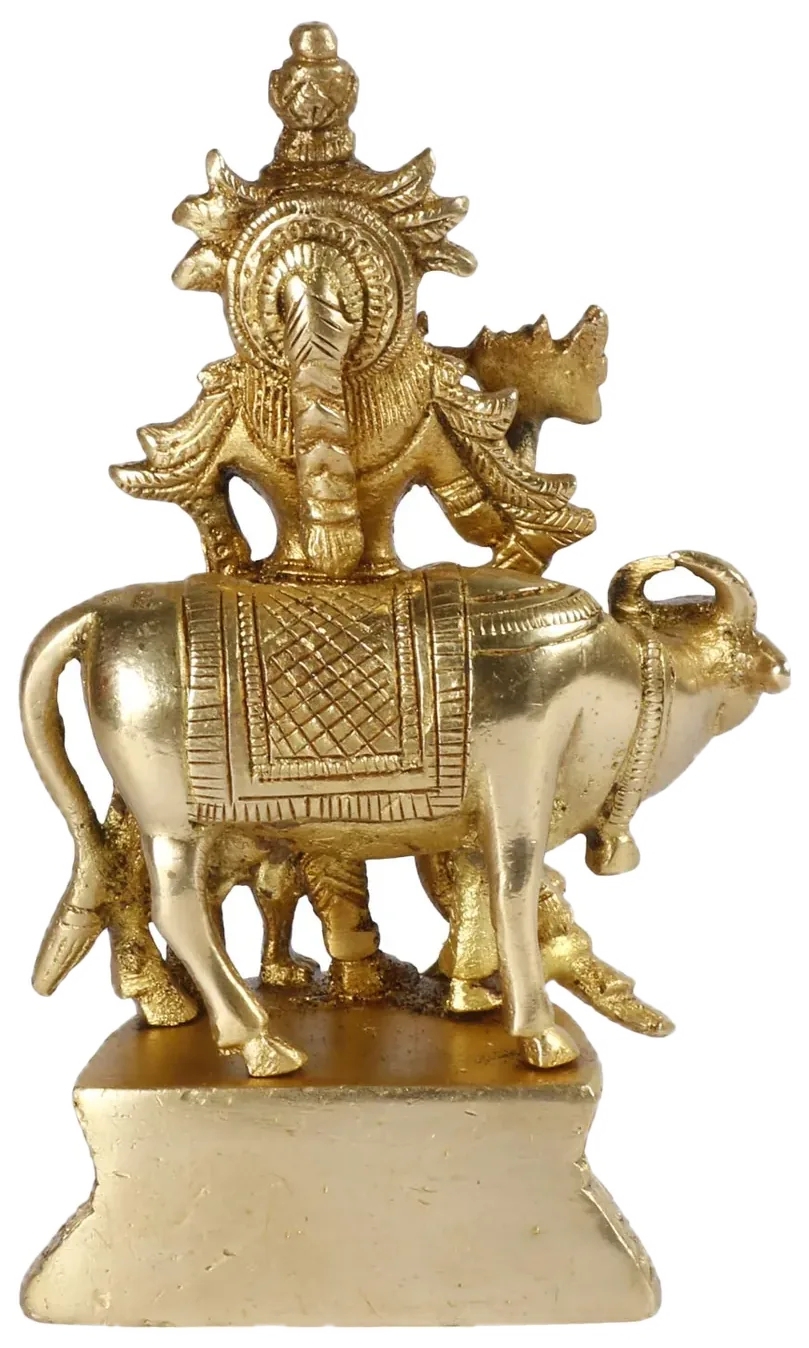 Krishna with cow, brass, picture 2