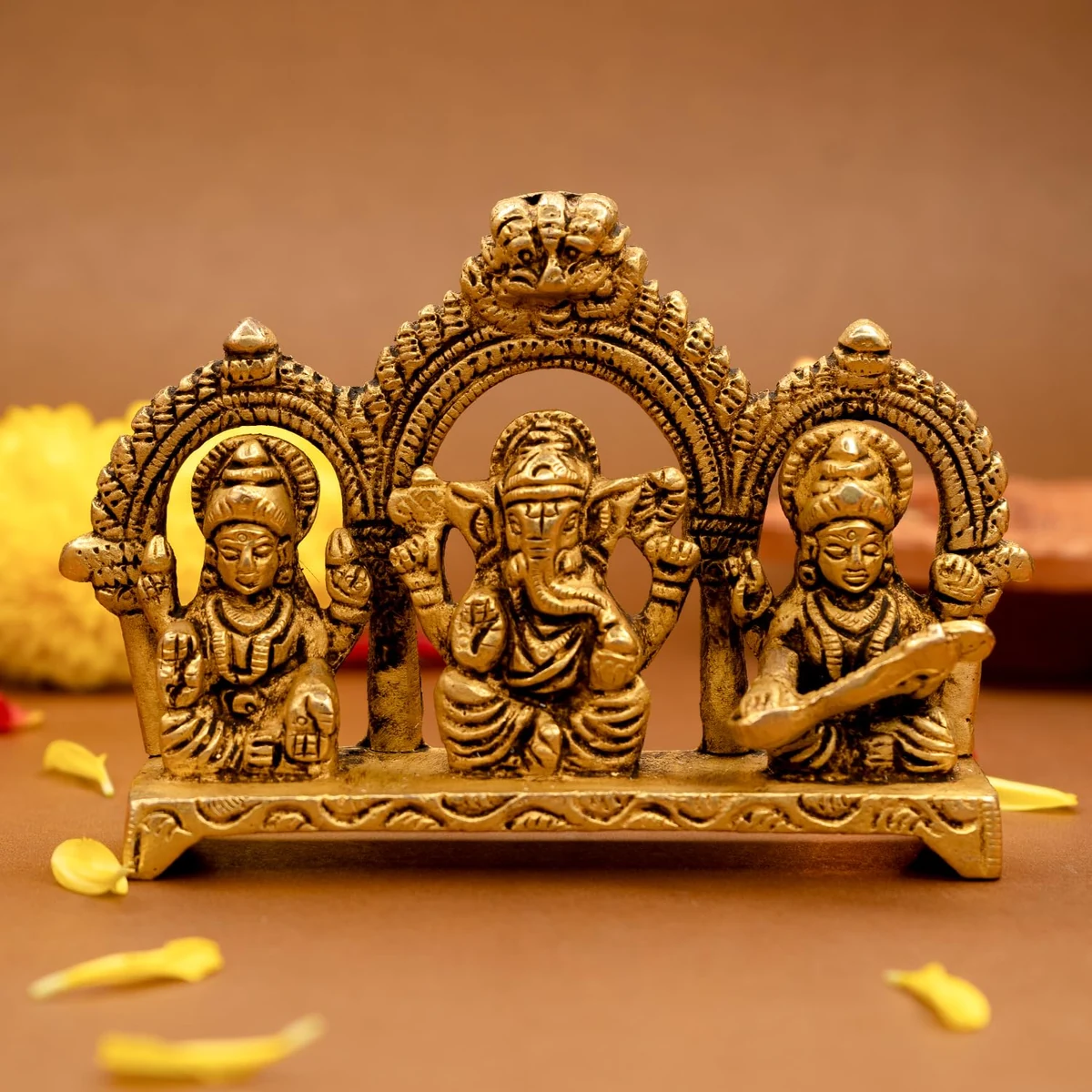 Laxmi Ganesh Saraswati brass murti