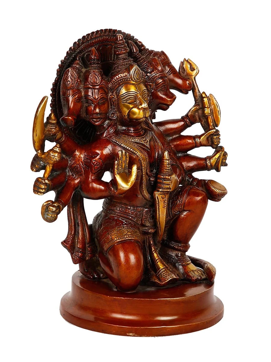 Panchmukhi Hanuman brass murti, 8.5 inch, picture 2