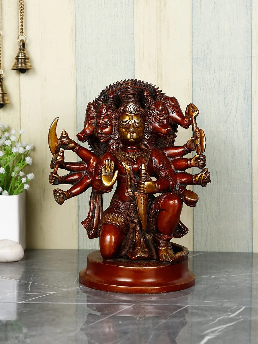 Panchmukhi Hanuman brass murti, 8.5 inch, picture 3