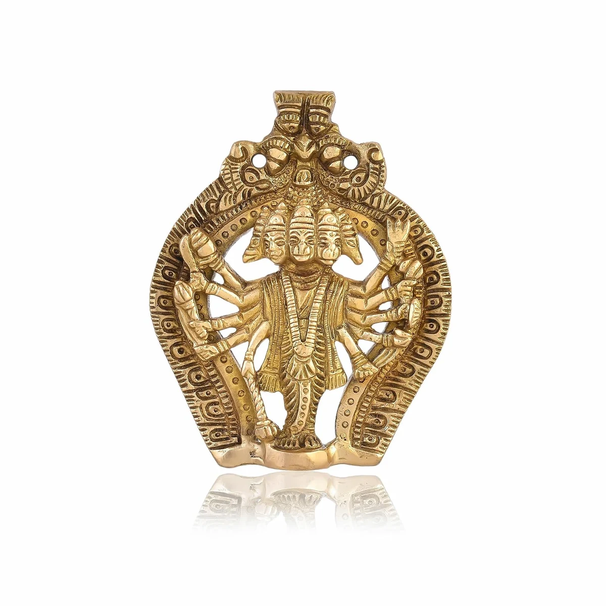 Panchmukhi Hanuman brass wall hanging