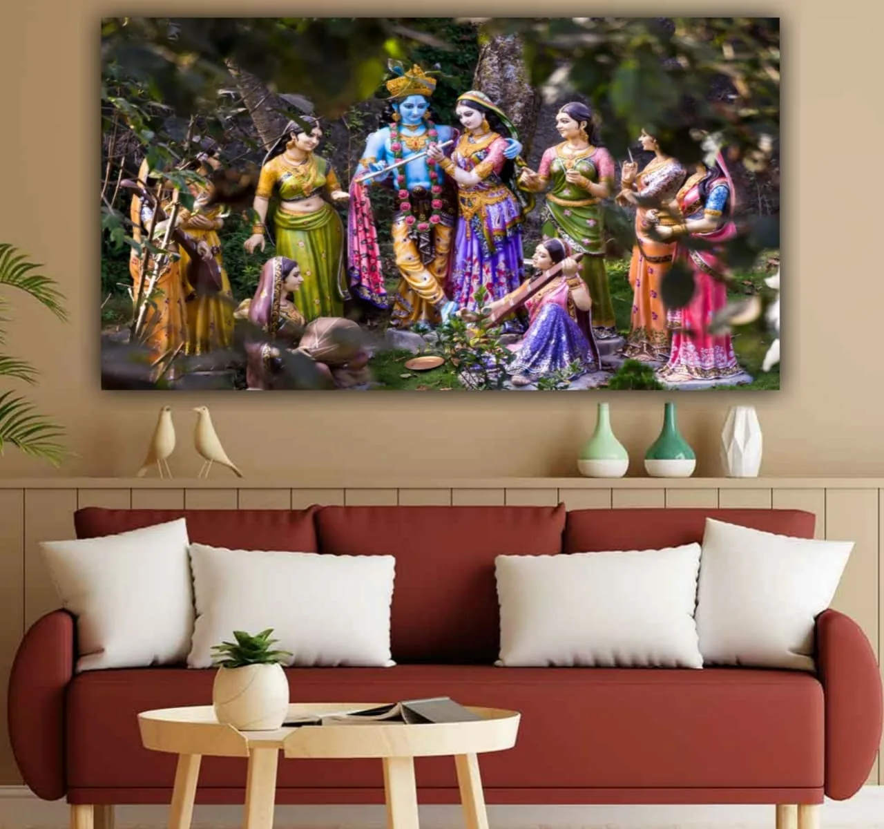 Radha Krishna canvas, 48 × 24 inch