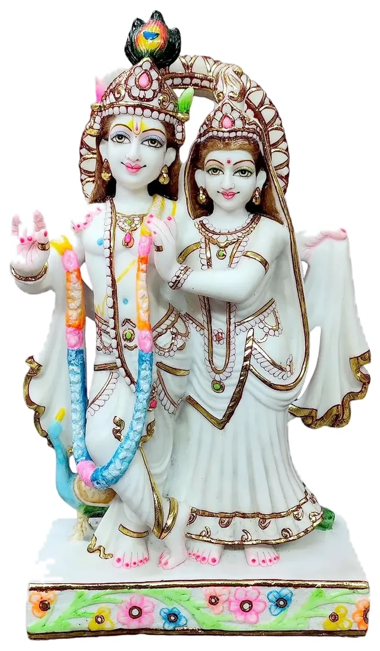 Radha Krishna marble statue, 15 inch