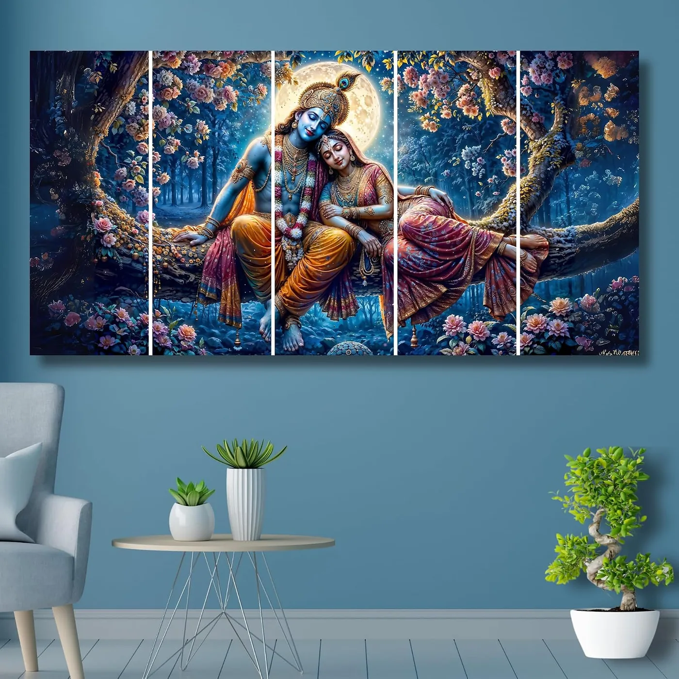 Radha Krishna wall art, five panels, picture 2
