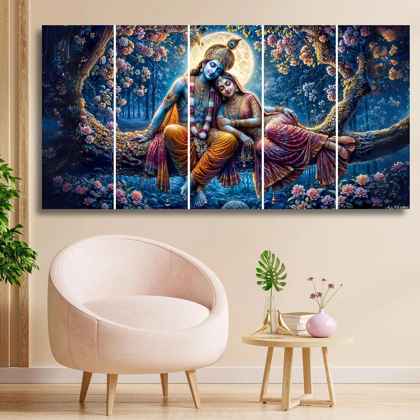 Radha Krishna wall art, five panels, picture 3