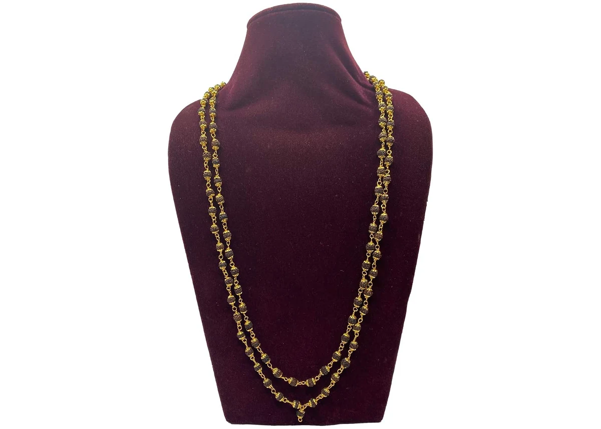Rudraksha mala in gold plated caps