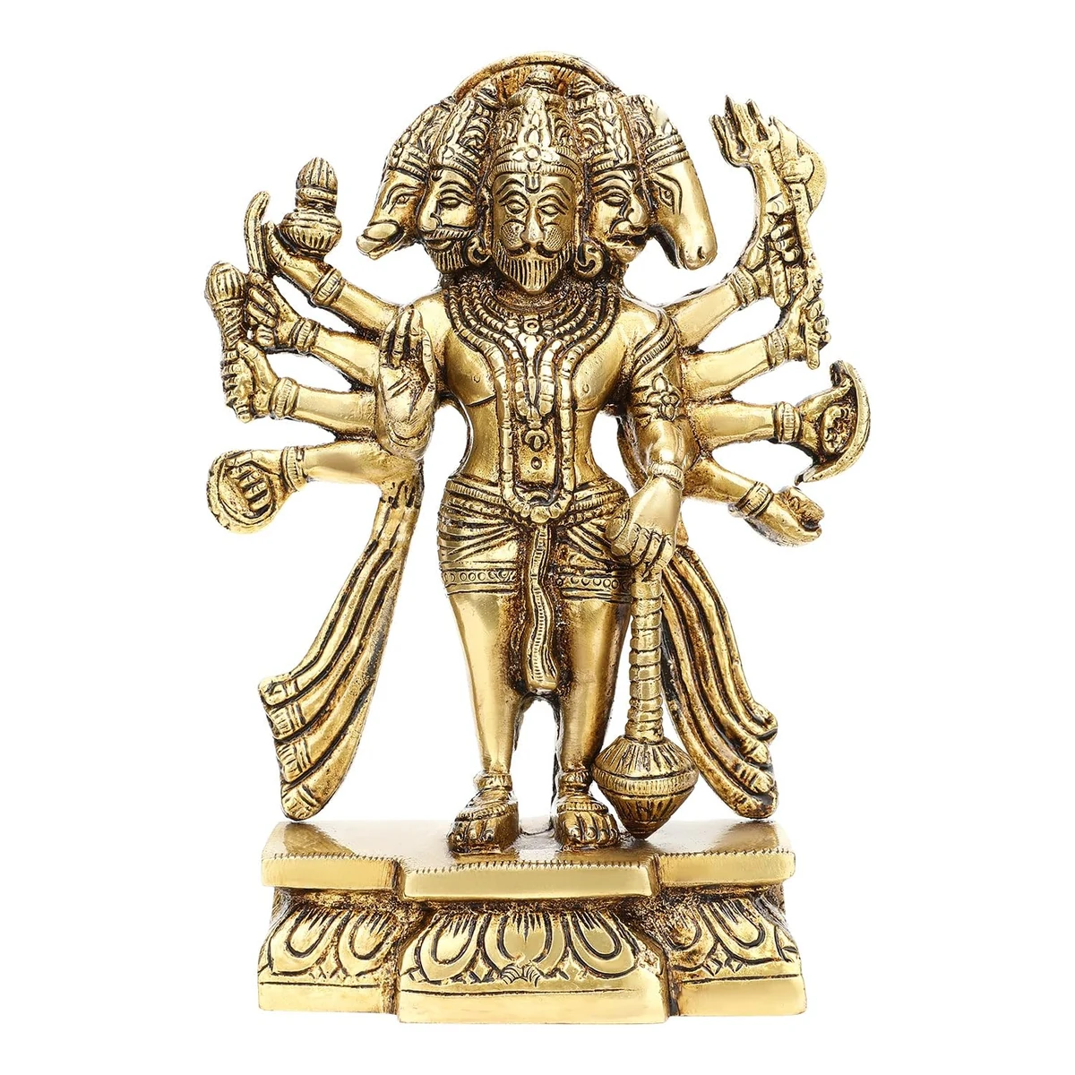 Standing Panchmukhi Hanuman, 7 inch brass